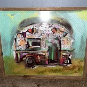 Original Framed Oil/Acrylic Abstract Signed Wang